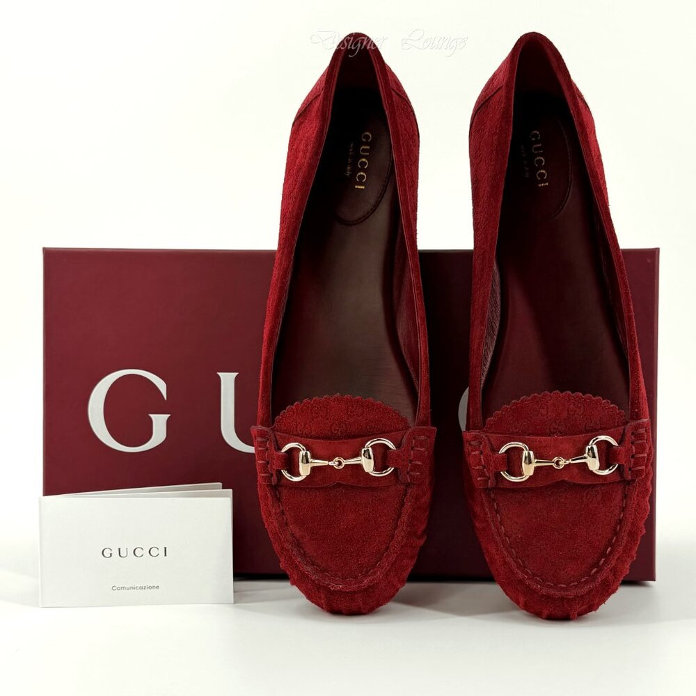 NEW GUCCI Women's Suede Kensington Horsebit Loafers EU 39.5 US 9.5 Ballet Flats